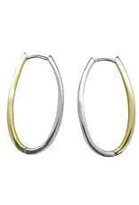 Two Tone Reversable Oval Hoop Earrings