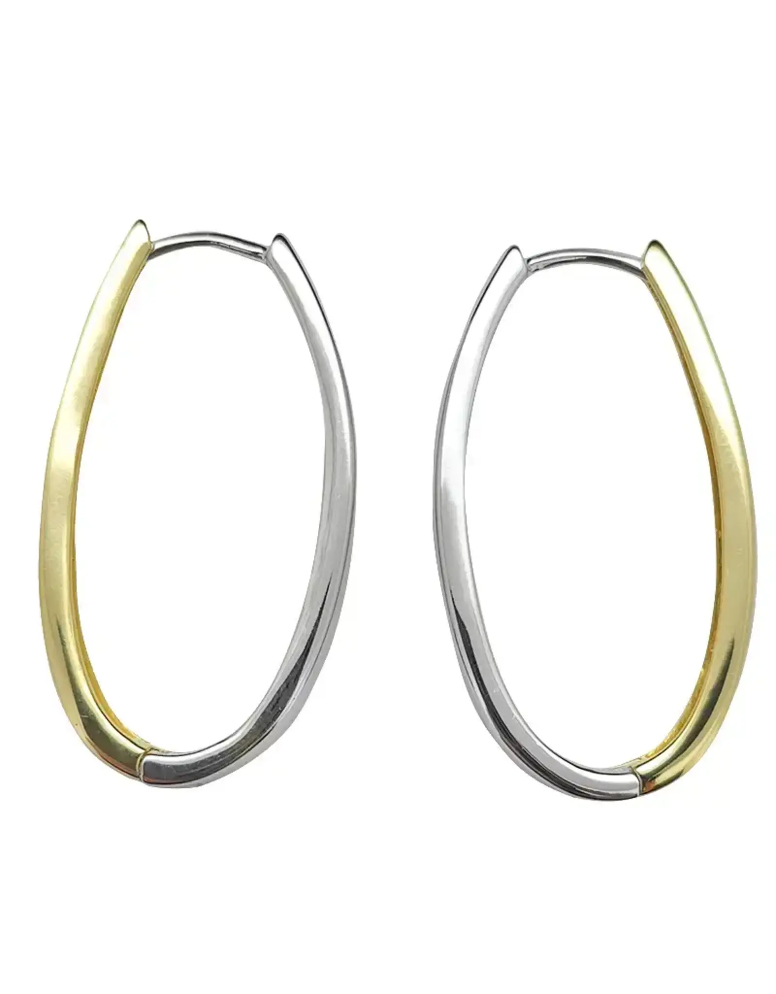 Two Tone Reversable Oval Hoop Earrings