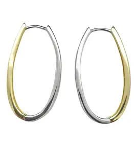 Two Tone Reversable Oval Hoop Earrings