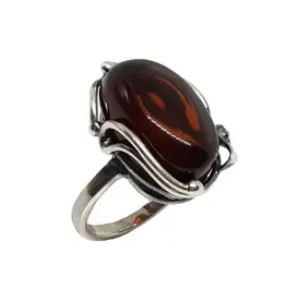 Cherry Amber Handmade Leaf Design Adjustable  Ring