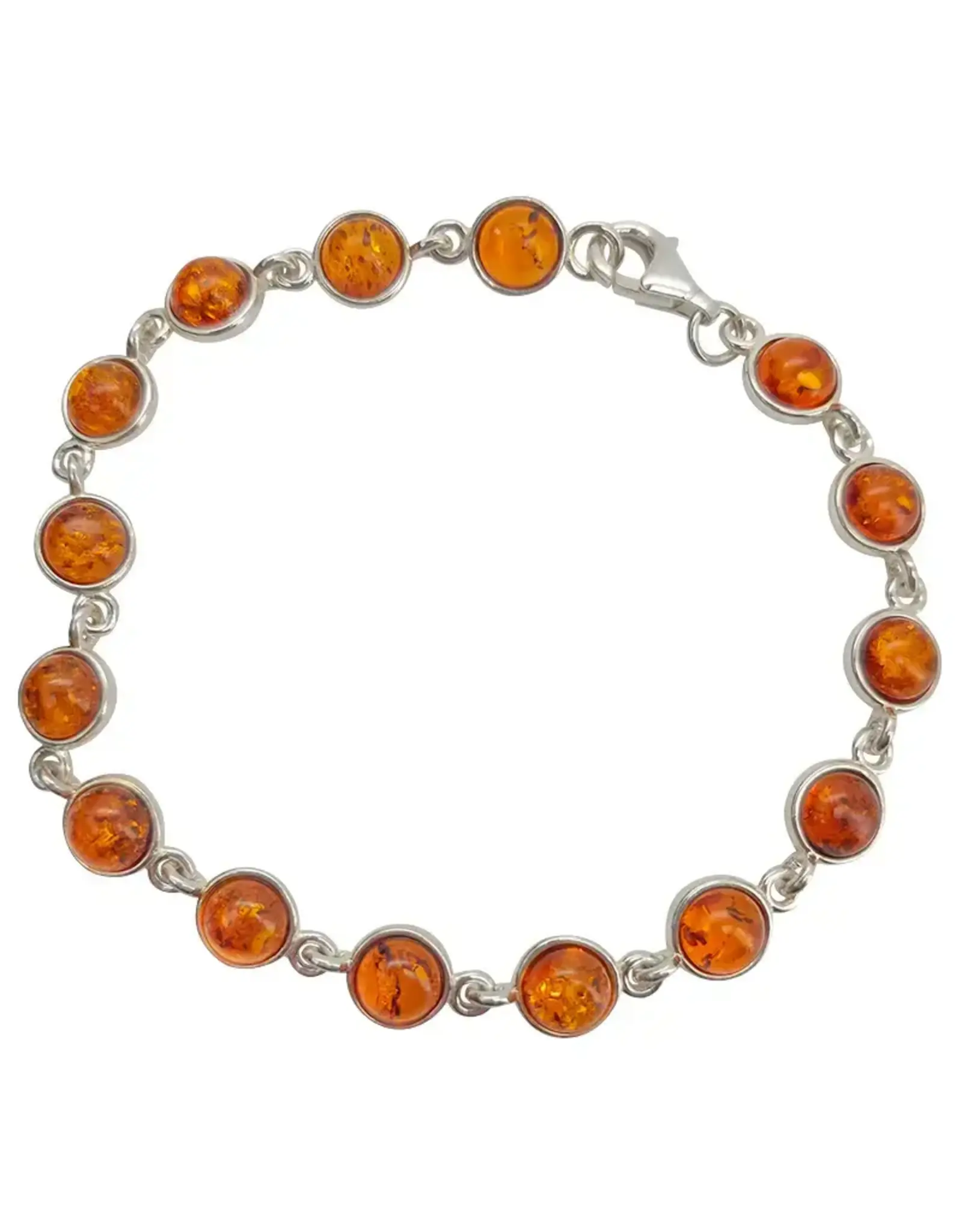 Cognac Amber Silver Link Bracelet
