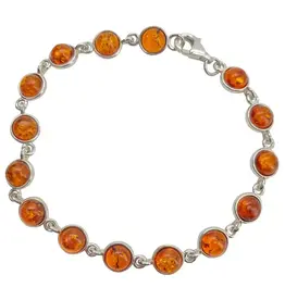 Cognac Amber Silver Link Bracelet
