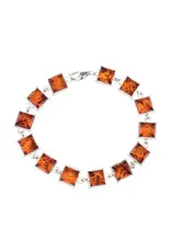 Cognac Amber Silver Modern Design Bracelet