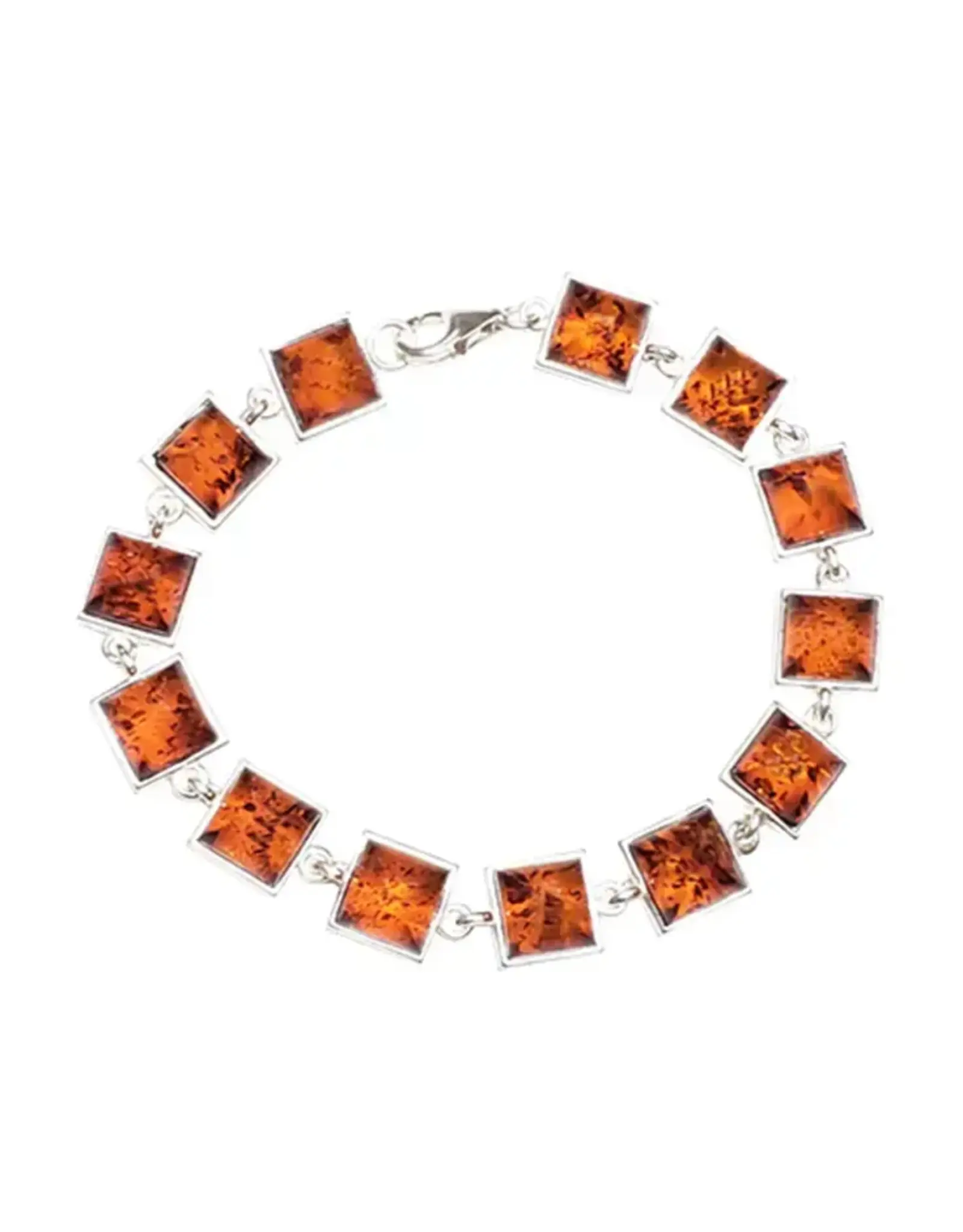 Cognac Amber Silver Modern Design Bracelet