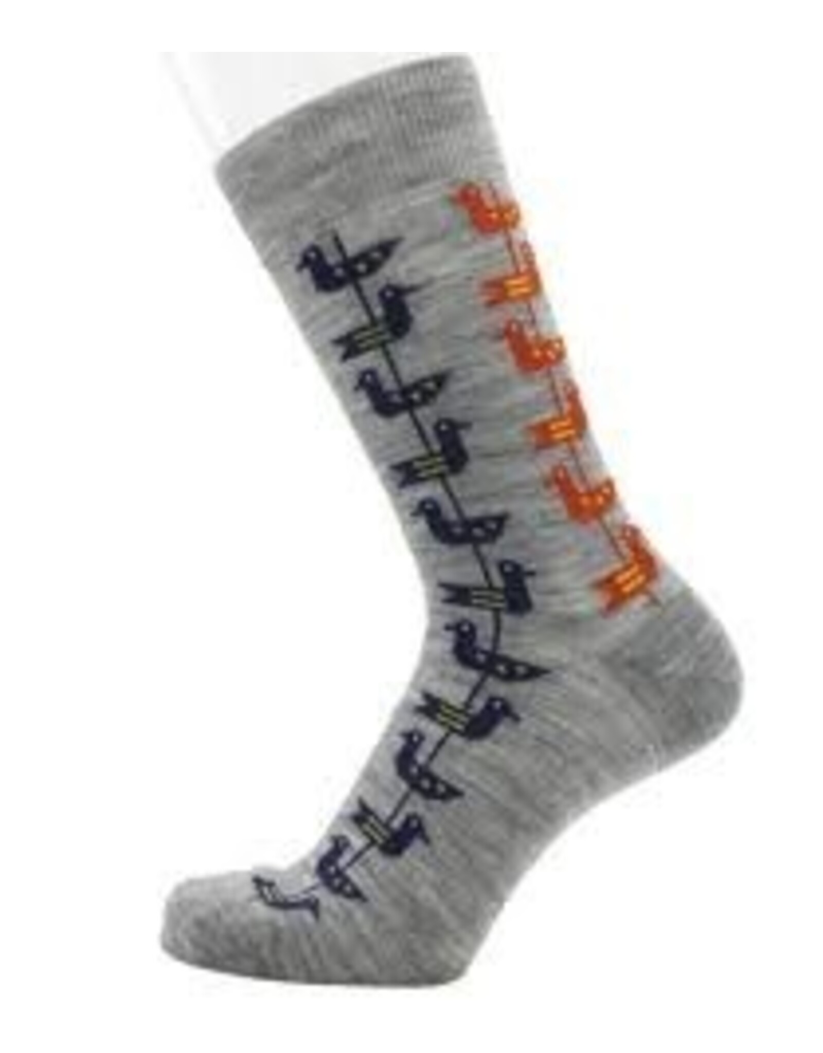 Folk Birds Light Grey Merino Wool Socks Med-Lg