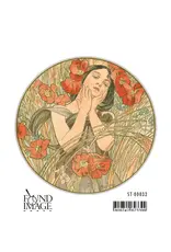 Mucha Woman with Poppies Sticker