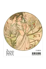 Mucha Woman with Bird Sticker