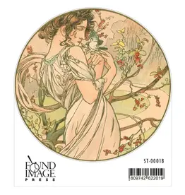 Mucha Woman with Bird Sticker