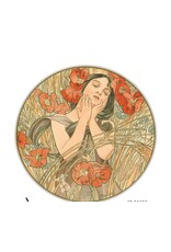 Mucha Woman with Poppies Sticker
