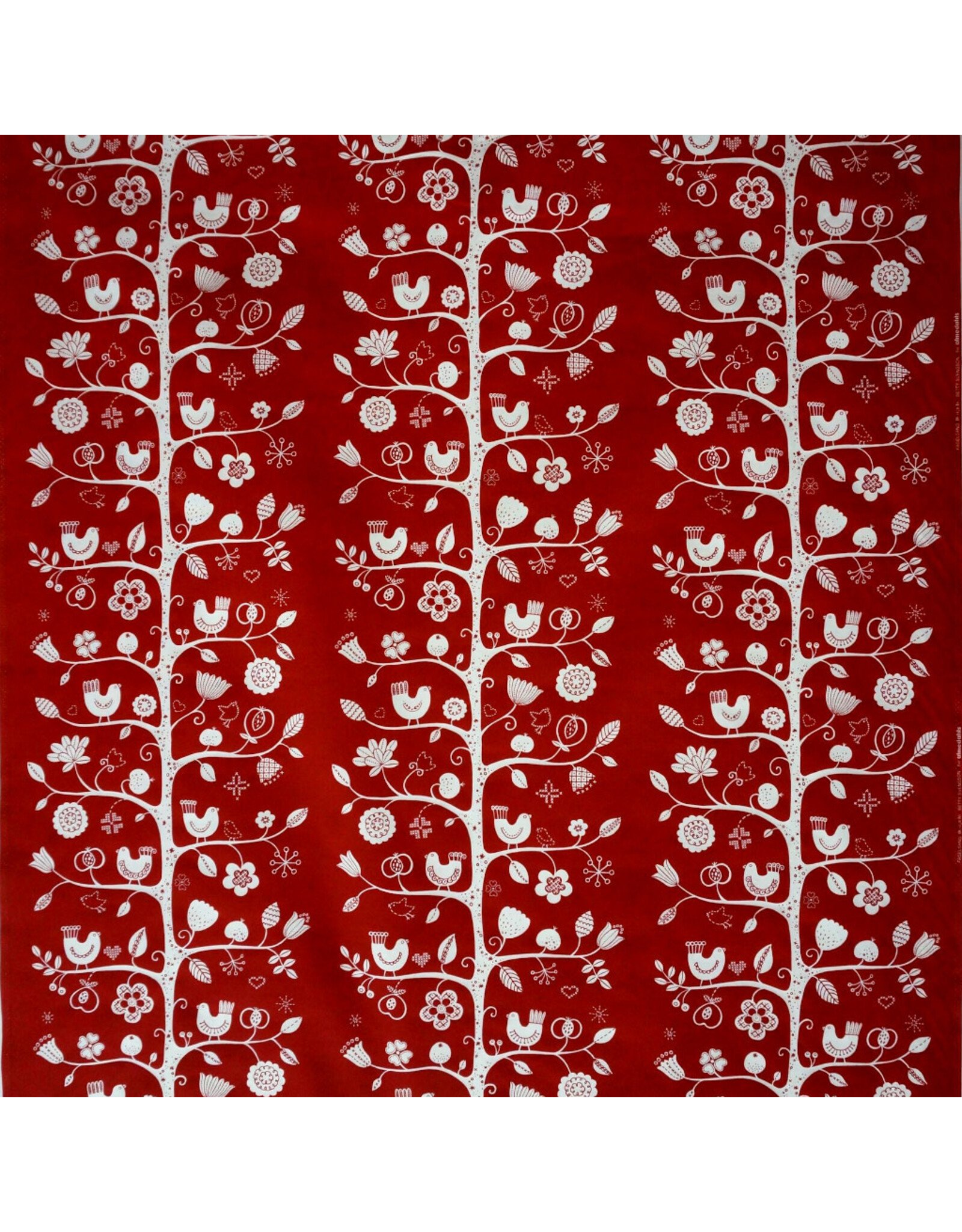 Birdsong Swedish Cotton Fabric in Red (By the Yard)