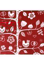 Birdsong Swedish Cotton Fabric in Red (By the Yard)