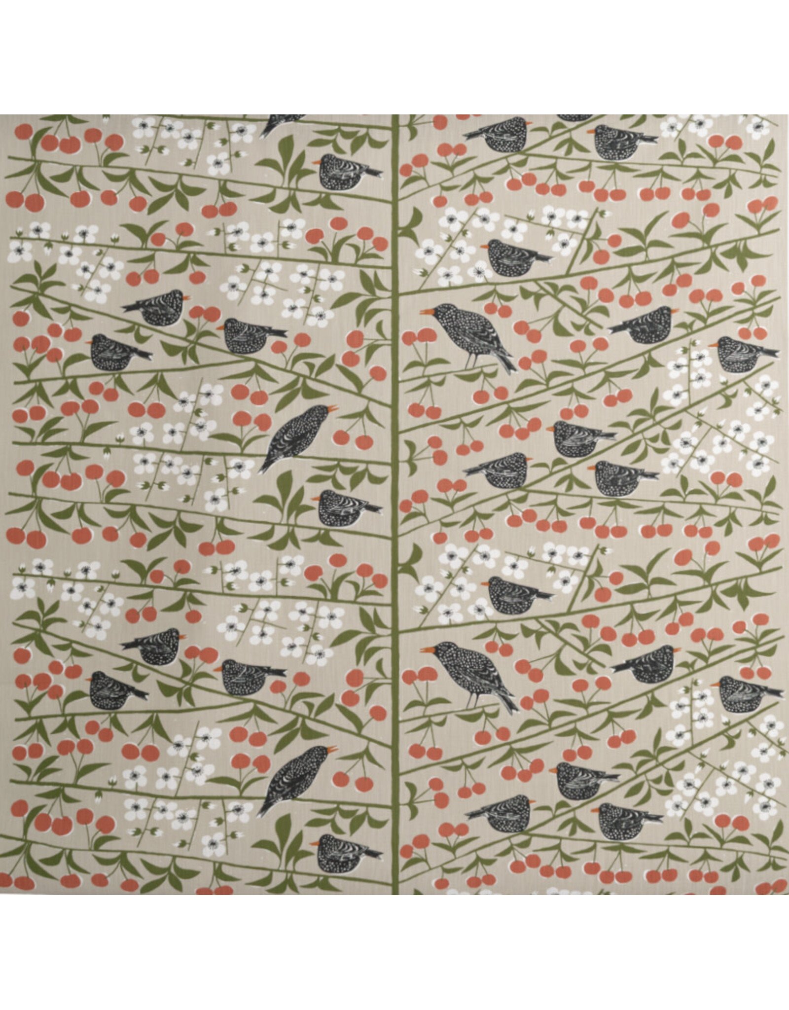 The Cherry Orchard Swedish Cotton Fabric, By the Yard