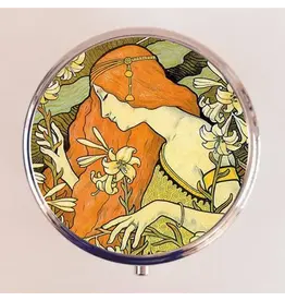 Art Nouveau Pillbox with Compact Mirror