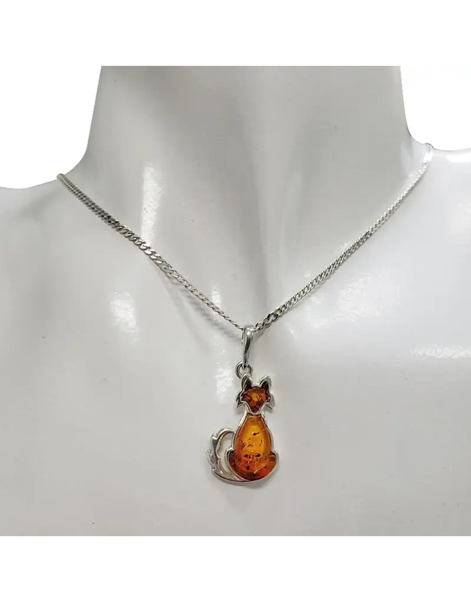Cat Cognac Amber Pendant