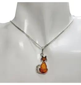 Cat Cognac Amber Pendant