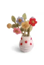 Dotted Flower Vase Felted Wool Ornament