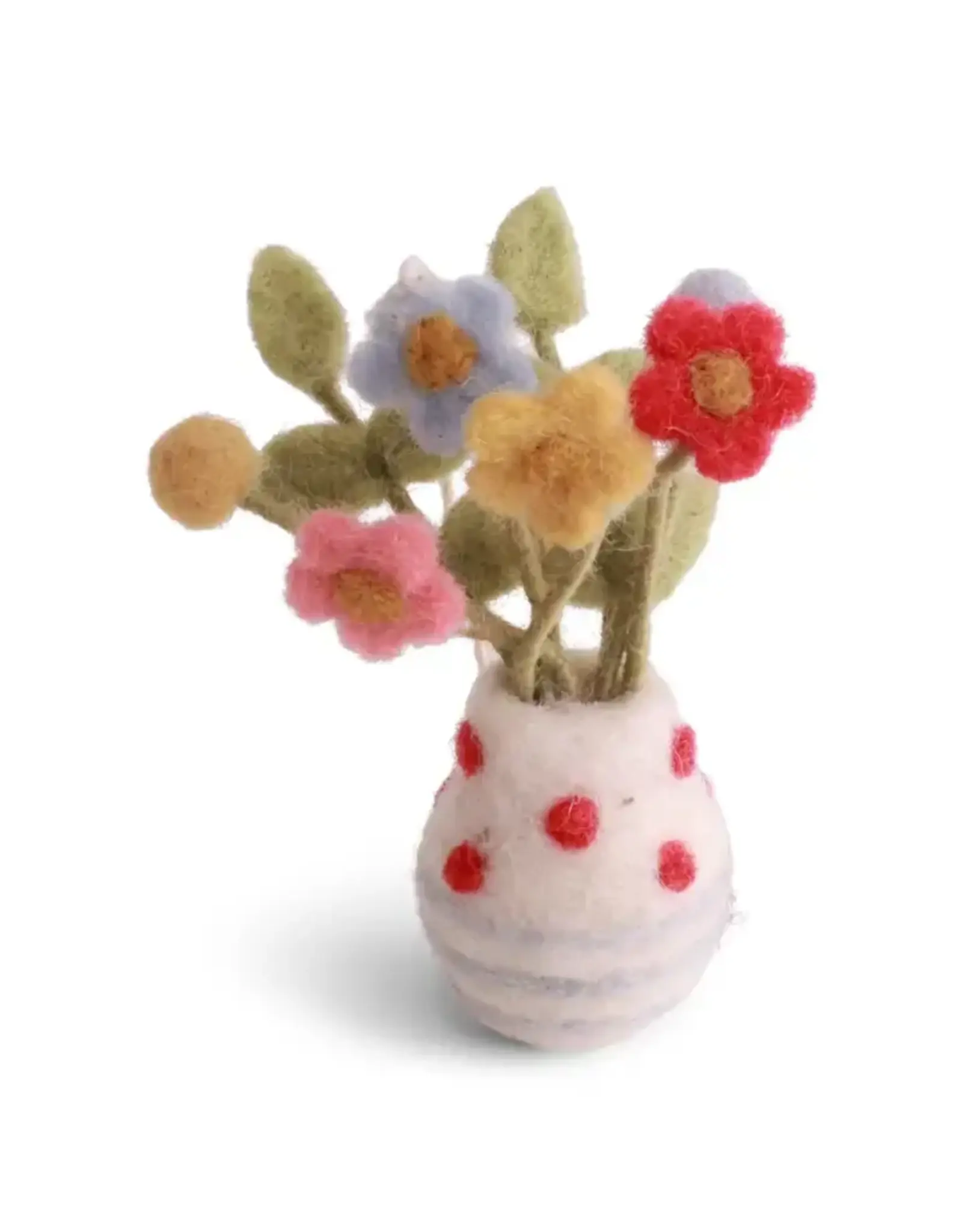 Dotted Flower Vase Felted Wool Ornament