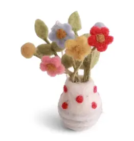 Dotted Flower Vase Felted Wool Ornament