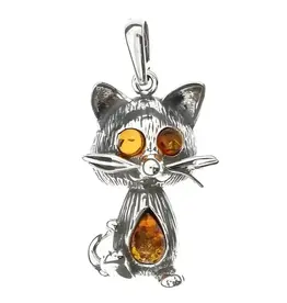 Little Funny Amber Cat Pendant