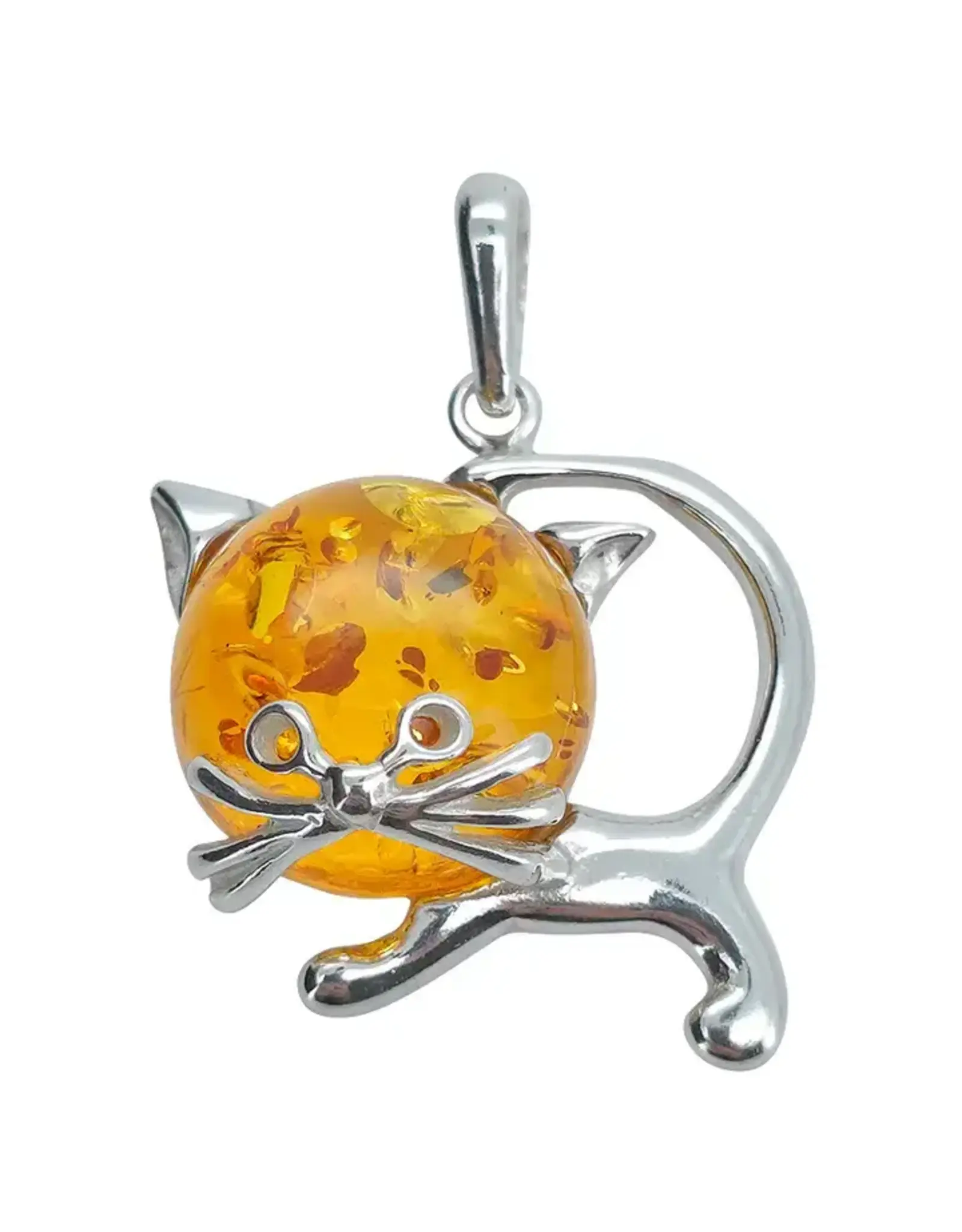 Cognac Amber Kitty Pendant