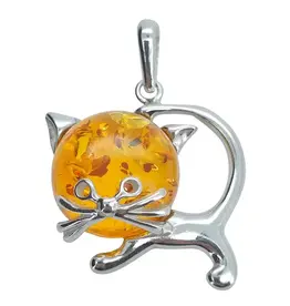Cognac Amber Kitty Pendant
