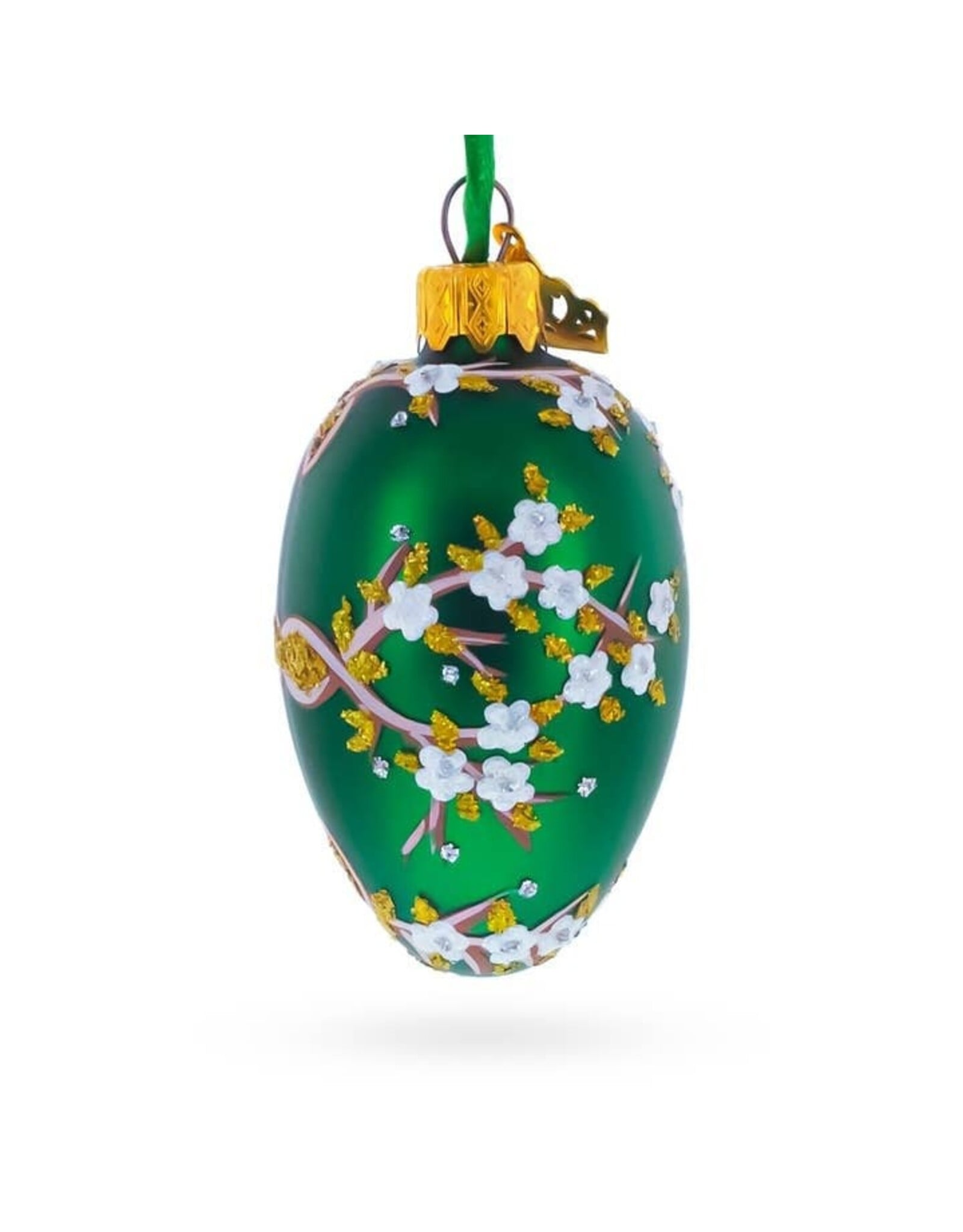 Apple Blossom Mini Glass Fabergé Style Egg Ornament