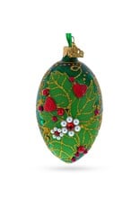 Pearl on Green Leaves Glass Fabergé Style Egg Ornament