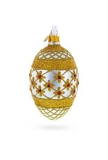 Gold Stars and Gold Netting Fabergé Style Glass Egg Ornament