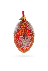Gilded Starburst on Red Fabergé Style Egg Ornament