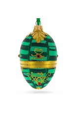 Gold Leaf and Red Jewel on Green Glass Egg Ornament