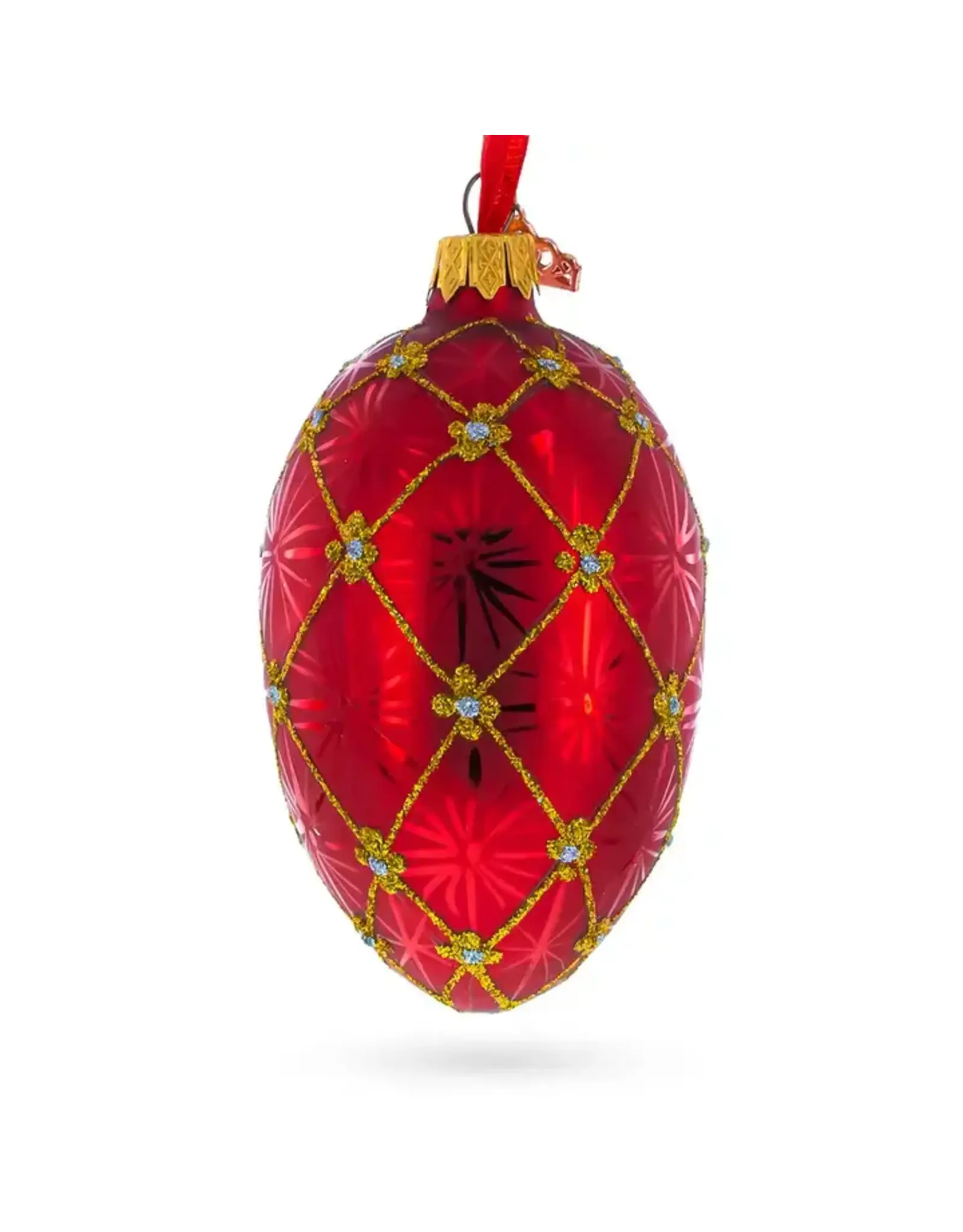 Romanov 1897 Coronation in Red Royal Glass Egg Ornament