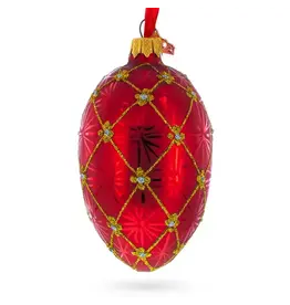 Romanov 1897 Coronation in Red Royal Glass Egg Ornament