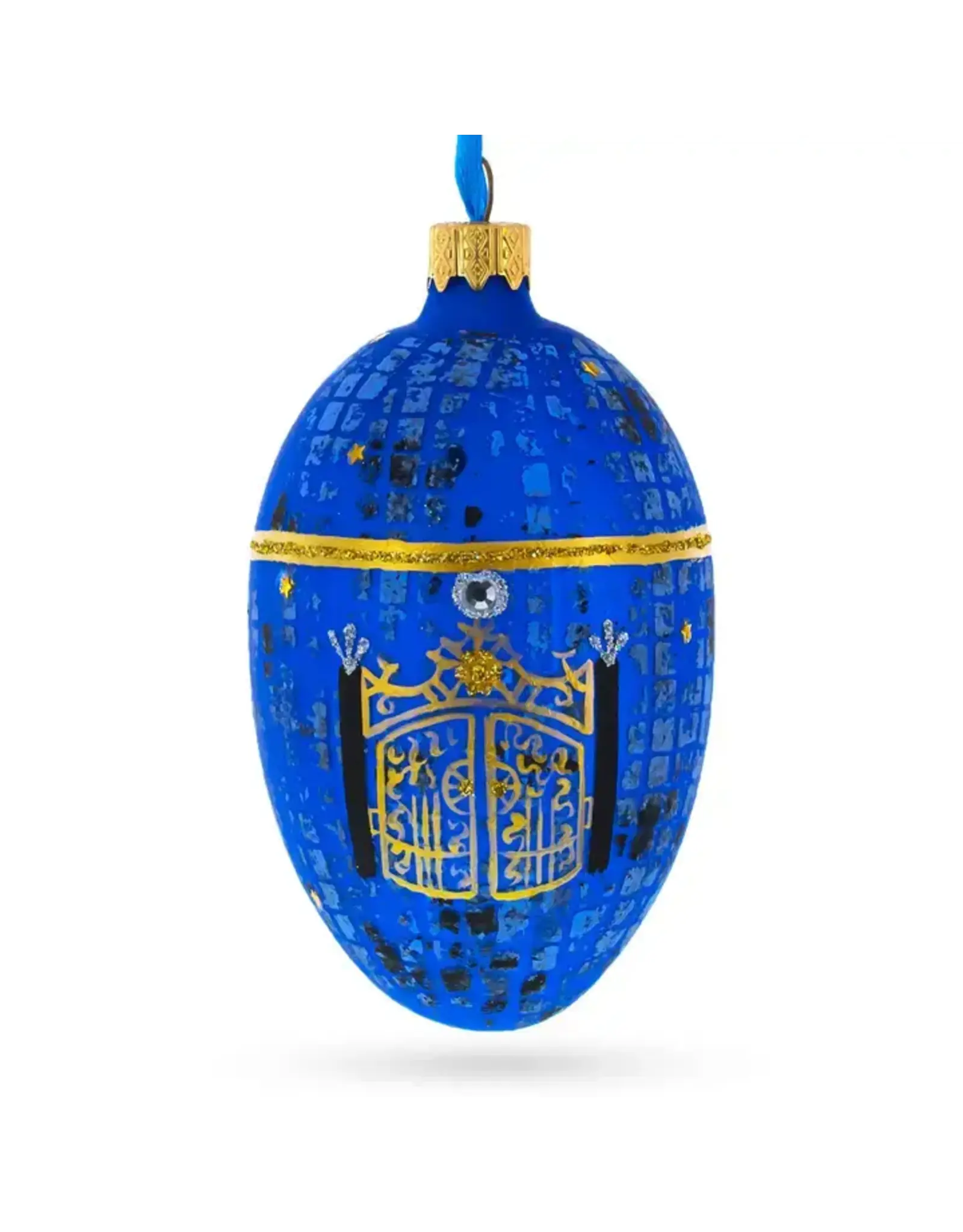 Romanov 1917 Constellation Blue Royal Glass Egg Ornament