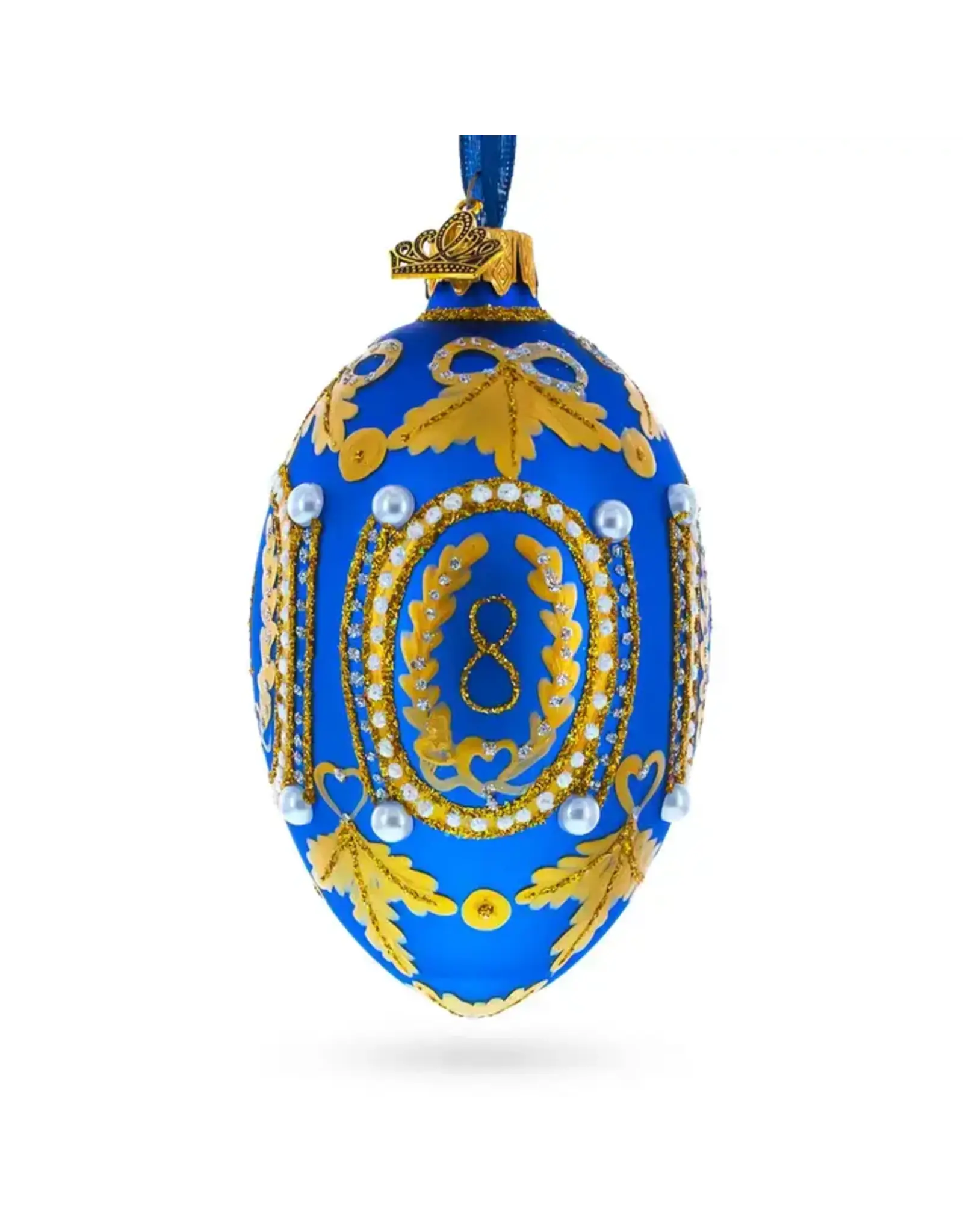 Romanov 1893 Caucasus in Blue Royal Glass Egg Ornament