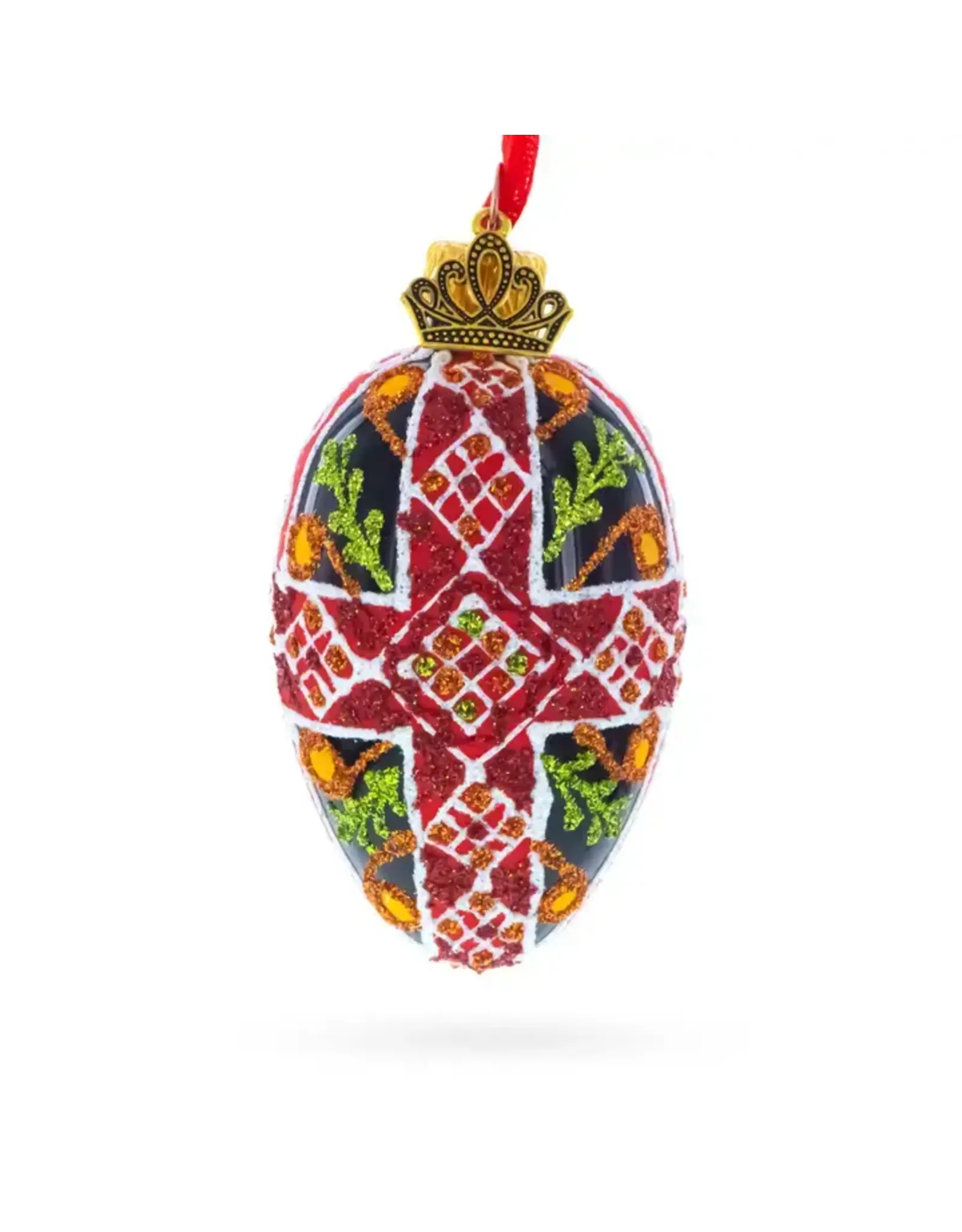 Folk Pattern Mini Glass Egg Ornament