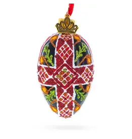 Folk Pattern Mini Glass Egg Ornament