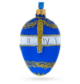 Romanov 1895 Blue Serpent Clock Royal Glass Egg Ornament