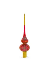 Gilded Starbursts on Red Glass Tree Topper