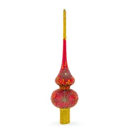 Gilded Starbursts on Red Glass Tree Topper
