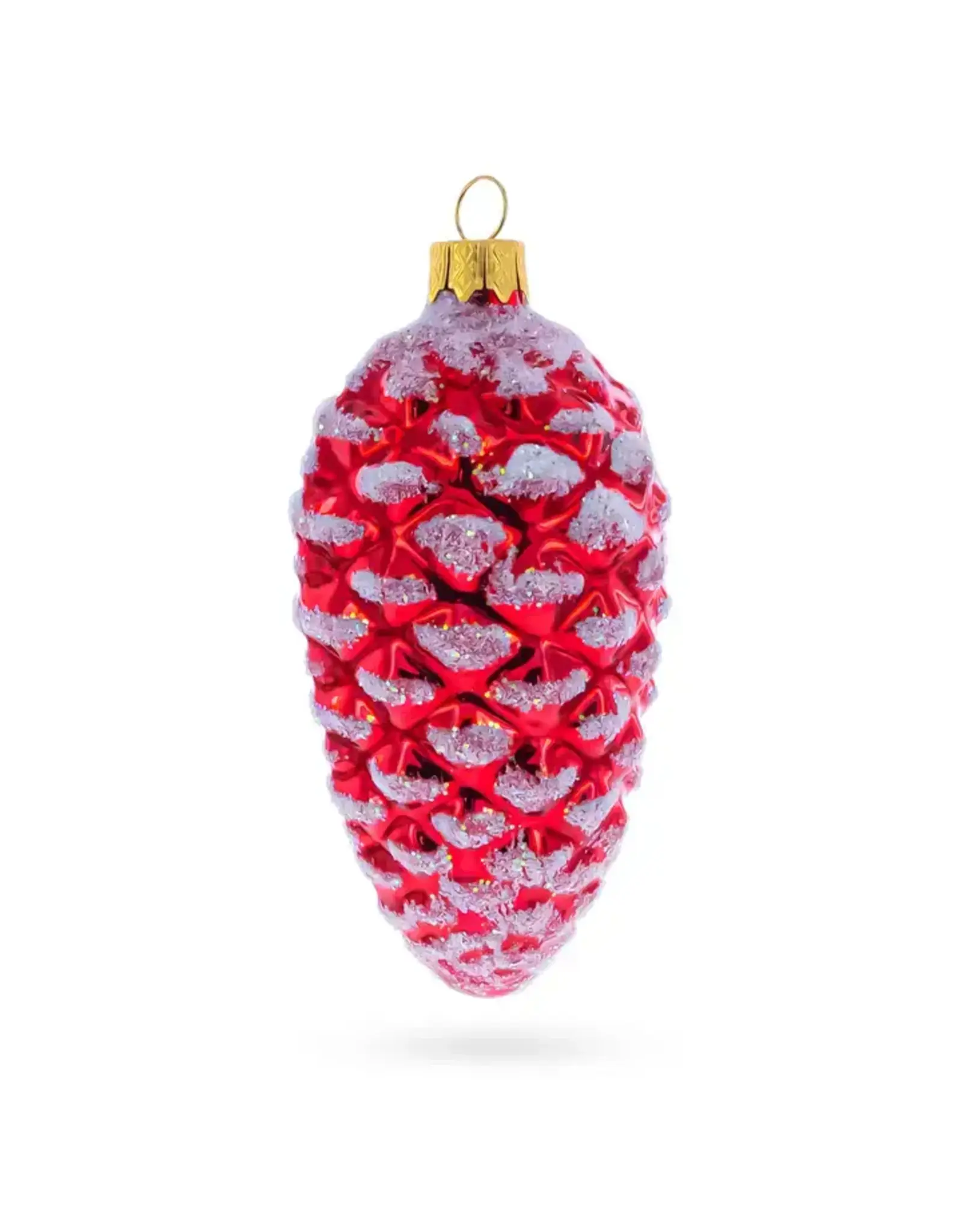 Frosty Red Glass Pinecone Ornament