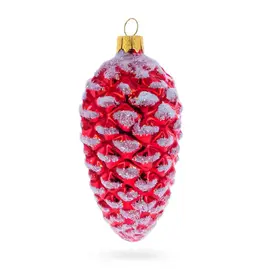 Frosty Red Glass Pinecone Ornament
