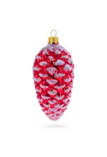 Frosty Red Glass Pinecone Ornament