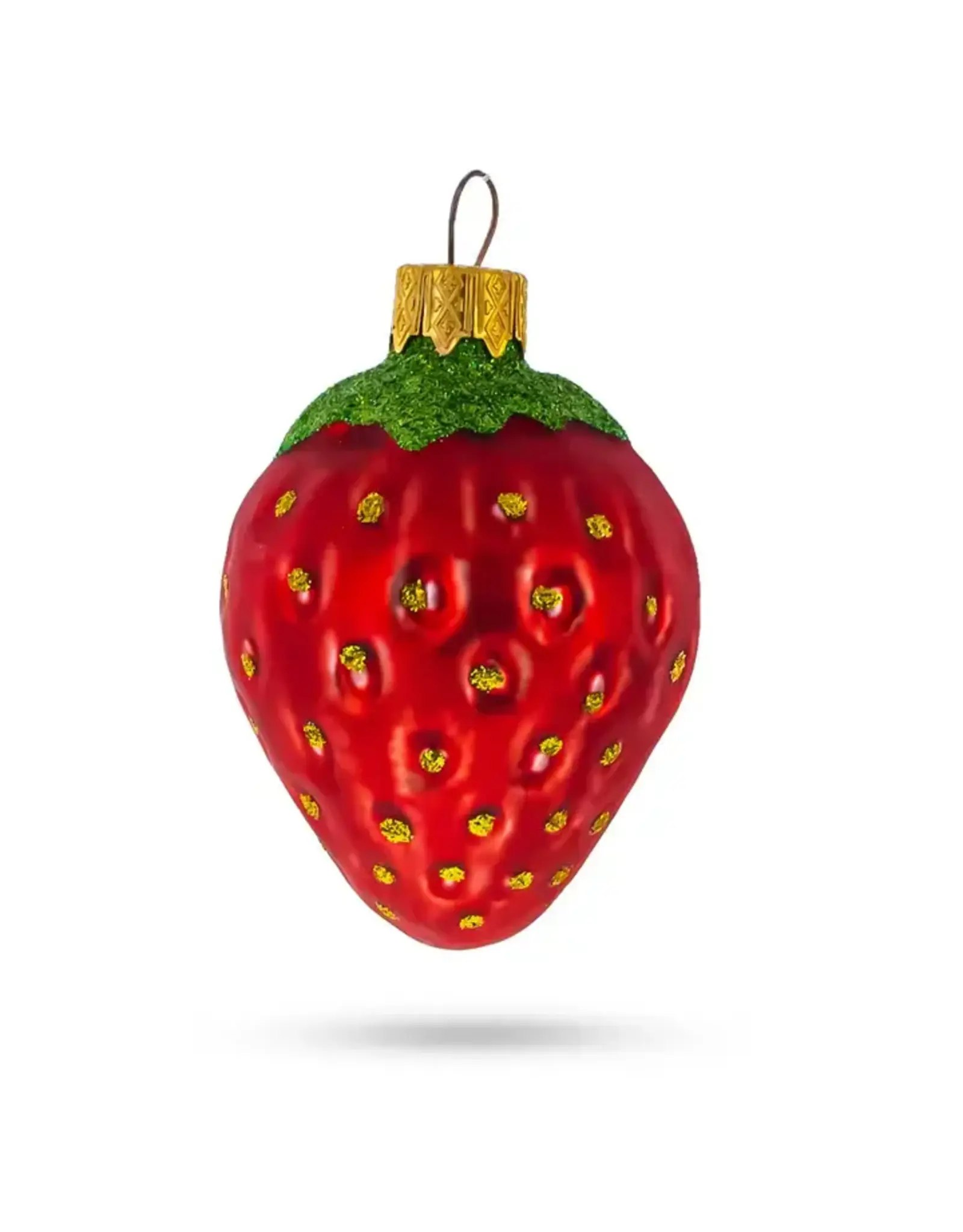 Gilded Strawberry Glass Ornament