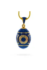 Blue Enamel Crystal Eyed Royal Egg Pendant Necklace