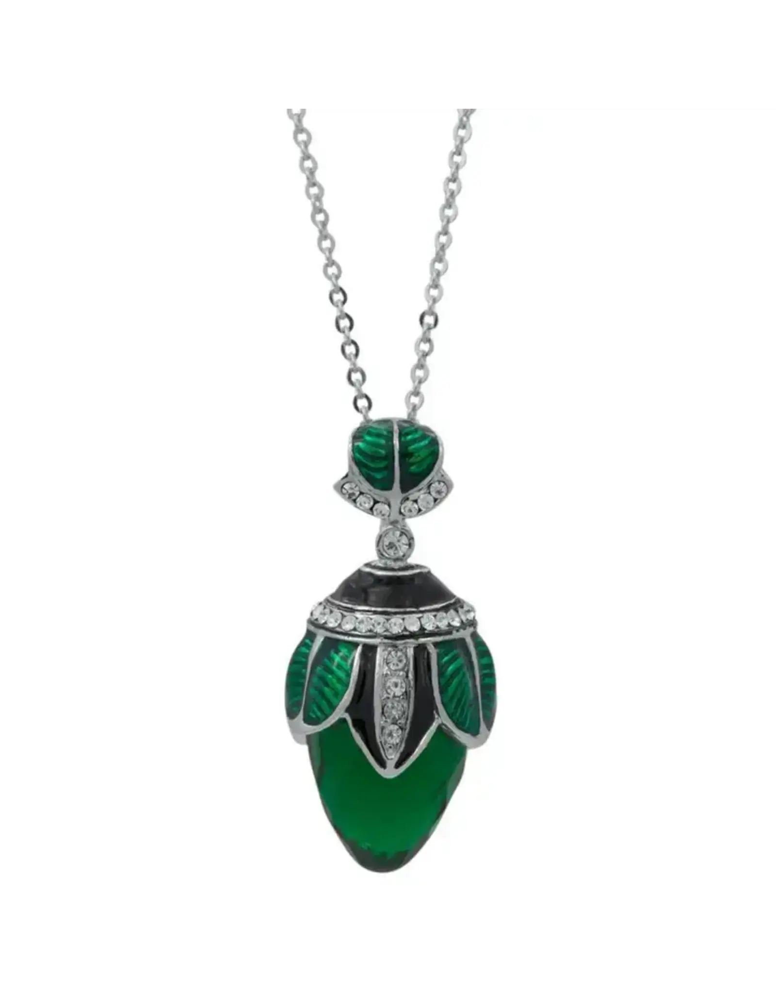 Green Enamel Water Drop Royal Egg Pendant Necklace