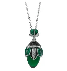 Green Enamel Water Drop Royal Egg Pendant Necklace