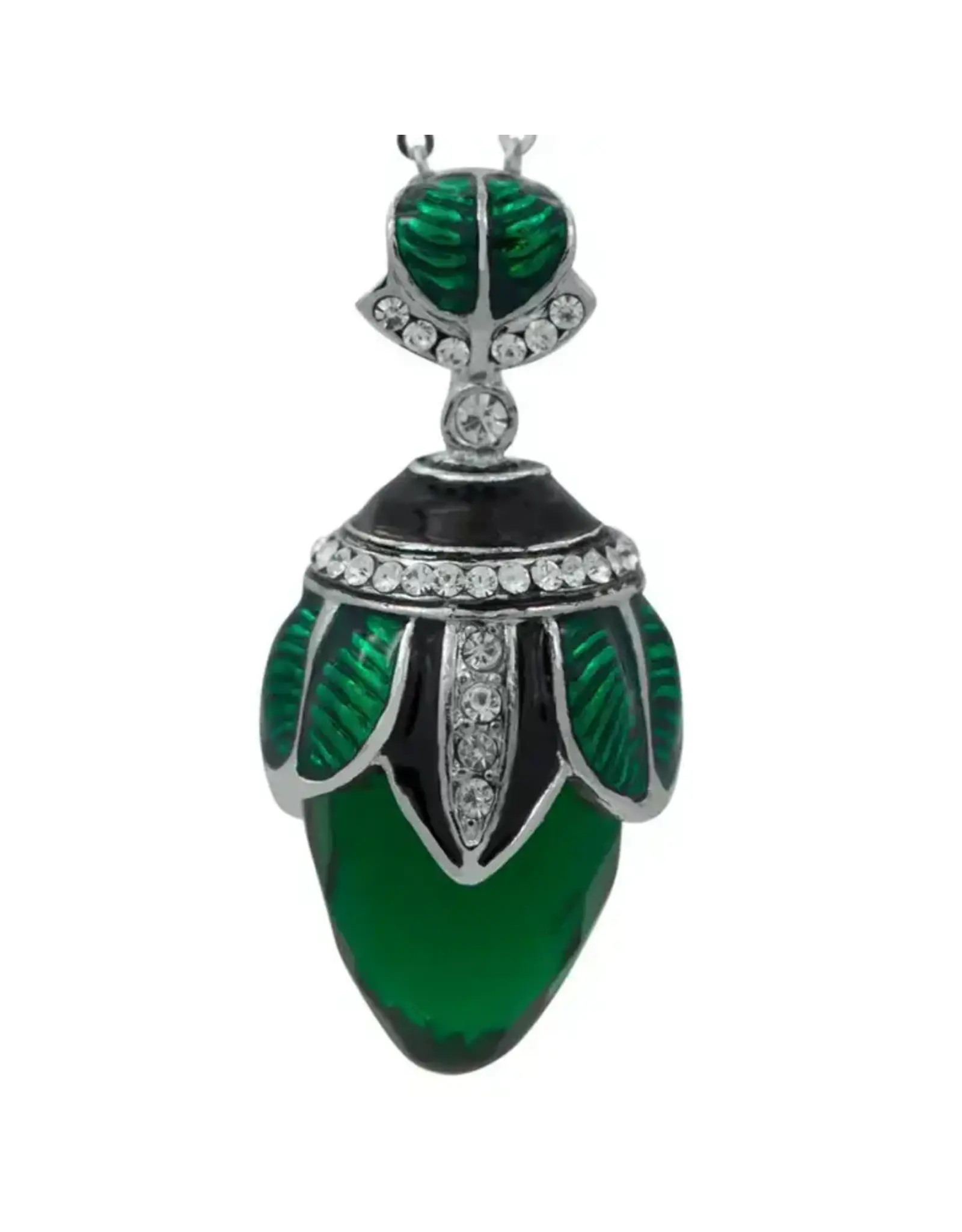 Green Enamel Water Drop Royal Egg Pendant Necklace