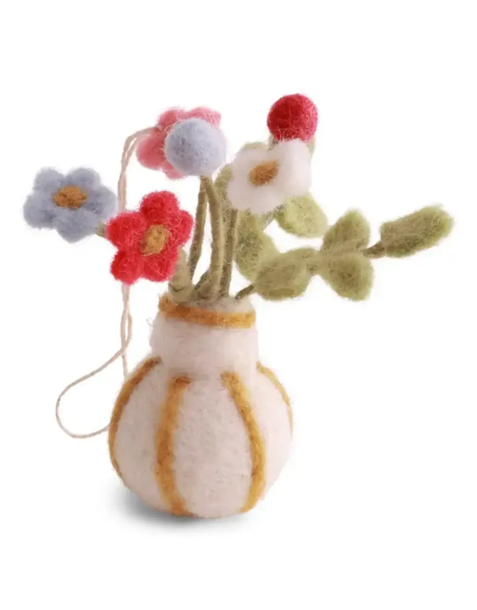 Striped Flower Vase Felted Wool Ornament