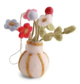 Striped Flower Vase Felted Wool Ornament