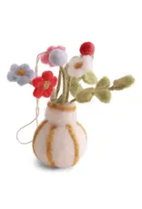 Striped Flower Vase Felted Wool Ornament